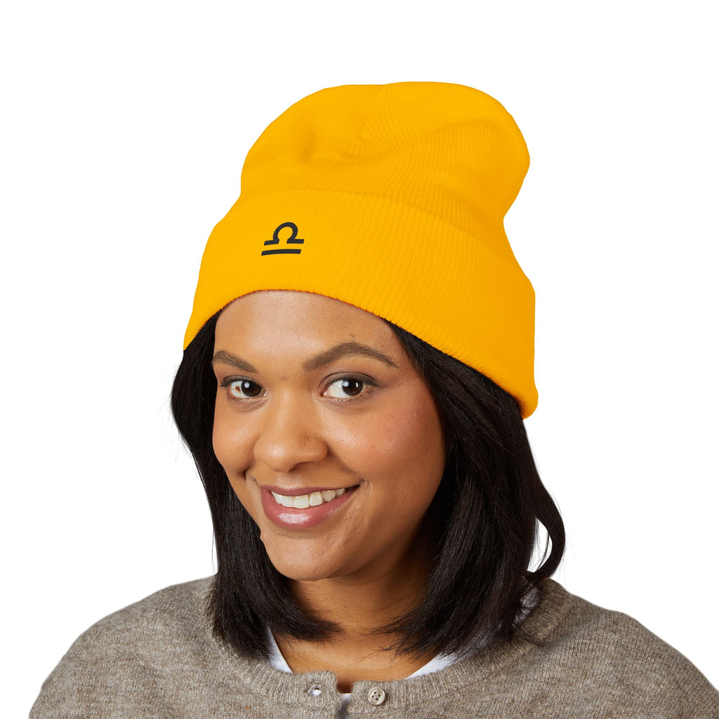 The Zodiac Glyph Beanie: Libra, Black Thread