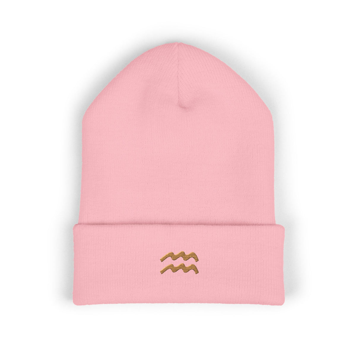 THE ZODIAC GLYPH BEANIE — AQUARIUS — OLD GOLD