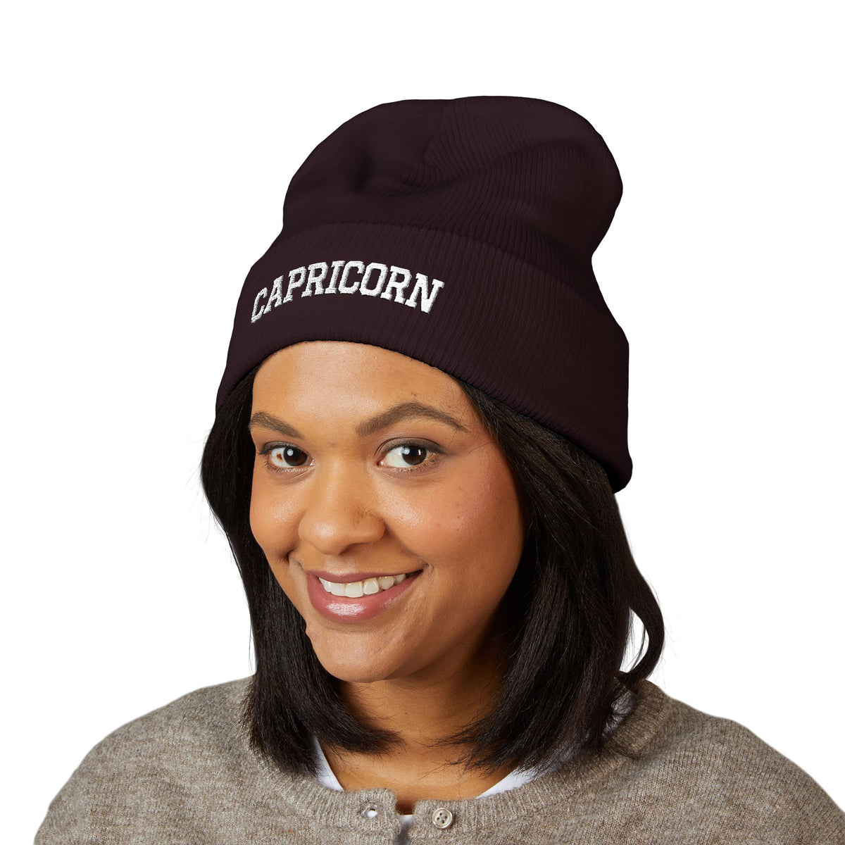 THE ZODIAC BEANIE — CAPRICORN — WHITE