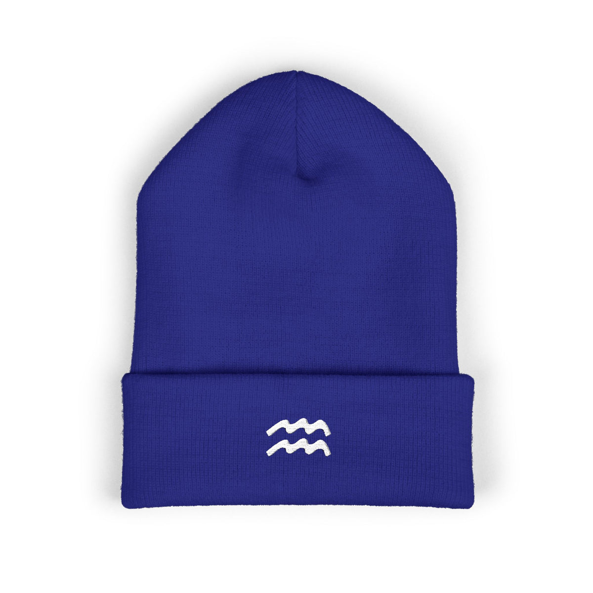 THE ZODIAC GLYPH BEANIE — AQUARIUS — WHITE