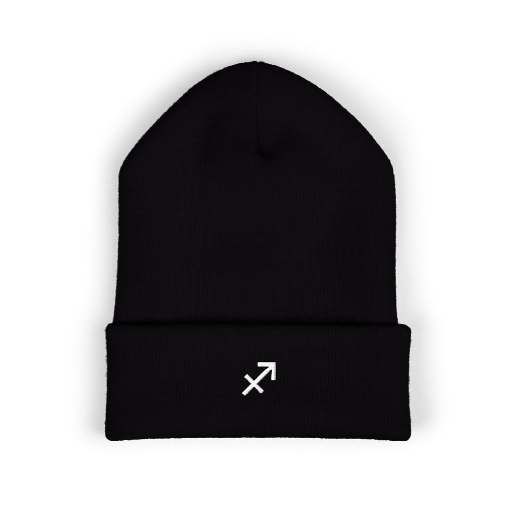 THE ZODIAC GLYPH BEANIE — SAGITTARIUS — WHITE