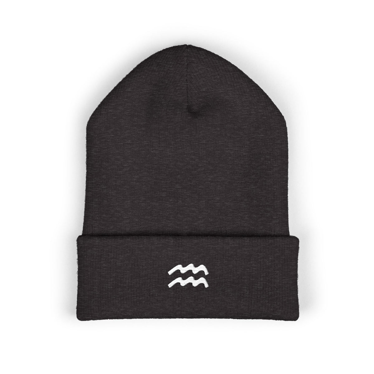 THE ZODIAC GLYPH BEANIE — AQUARIUS — WHITE