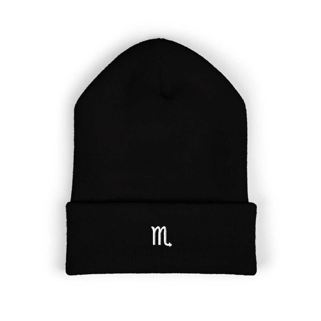THE ZODIAC GLYPH BEANIE — SCORPIO — WHITE