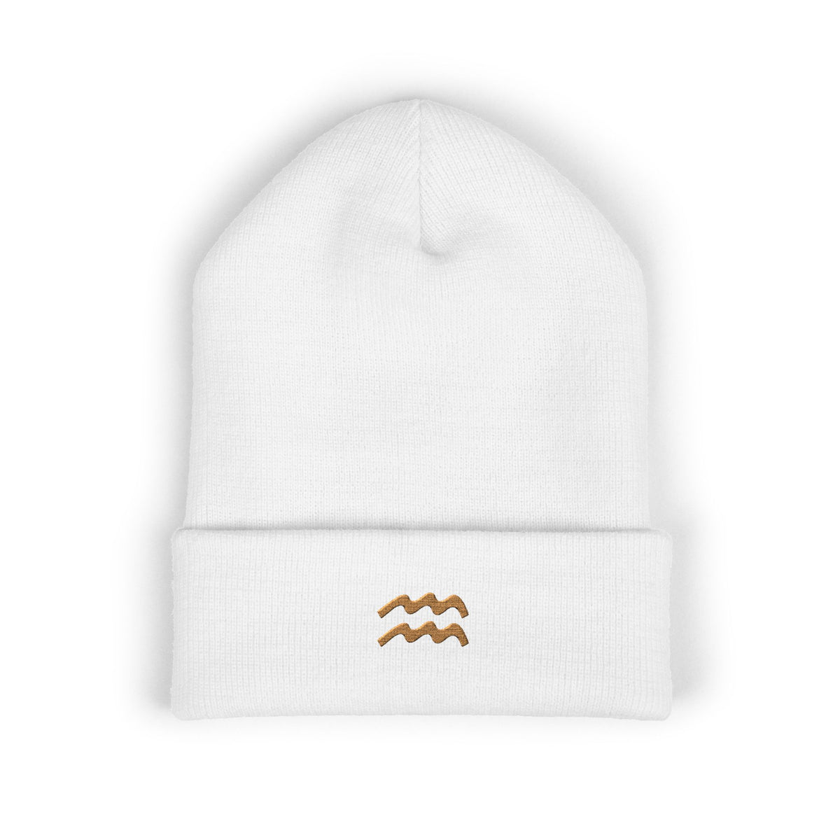 THE ZODIAC GLYPH BEANIE — AQUARIUS — OLD GOLD