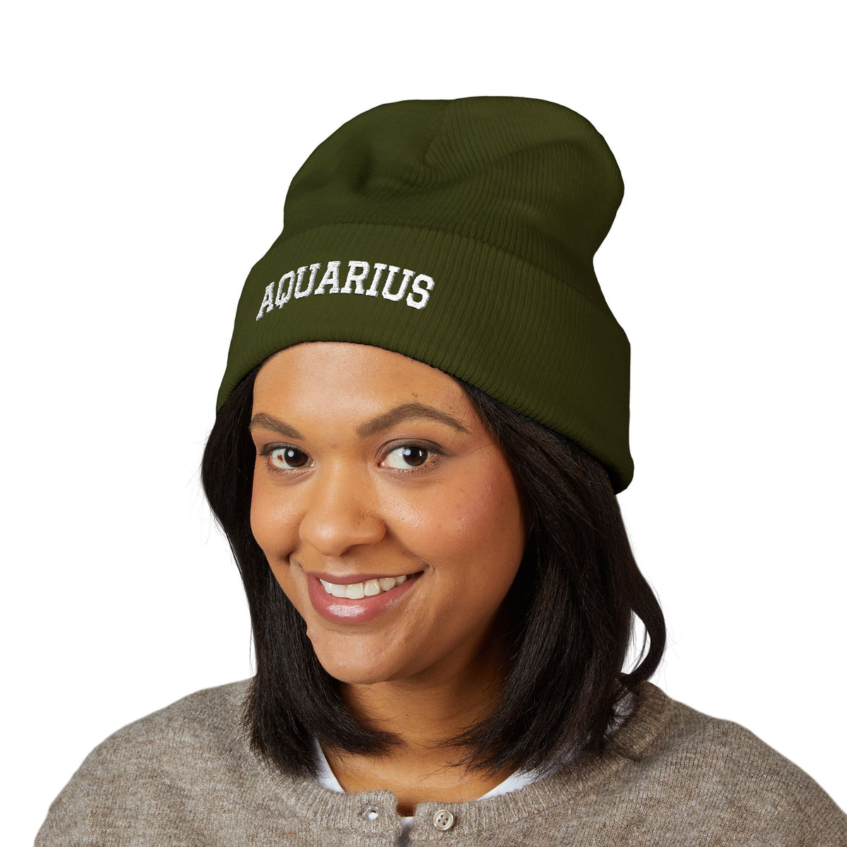 THE ZODIAC BEANIE — AQUARIUS — WHITE