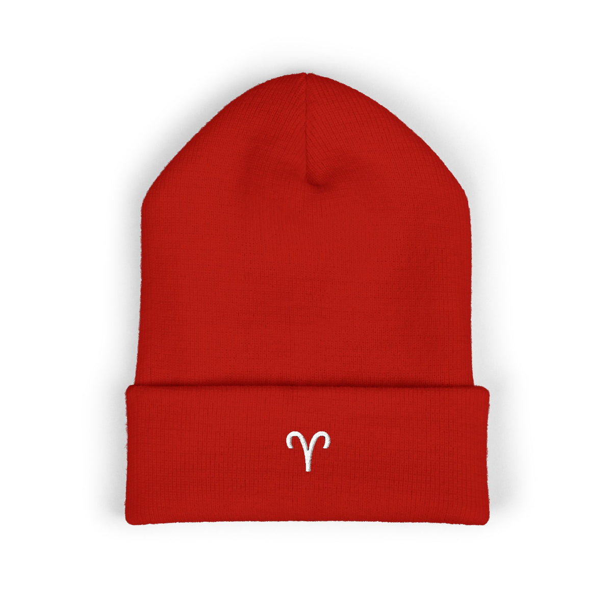 THE ZODIAC GLYPH BEANIE — ARIES — WHITE