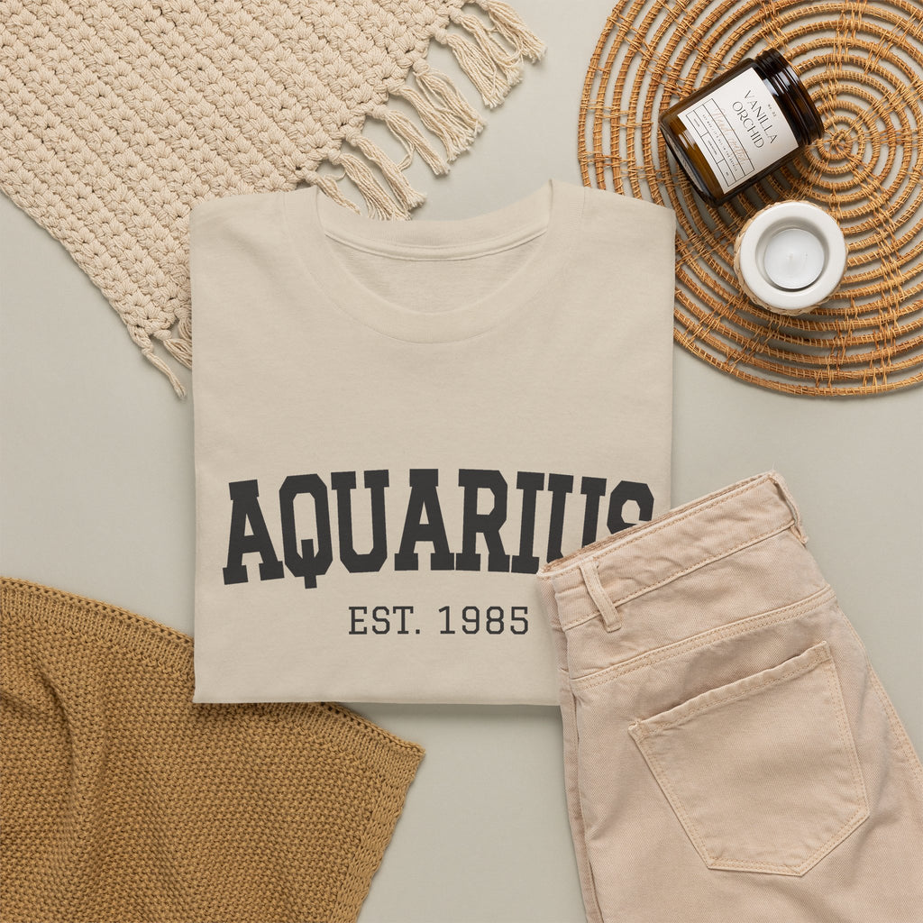 The Zodiac Tee: Aquarius, Est. Your Year