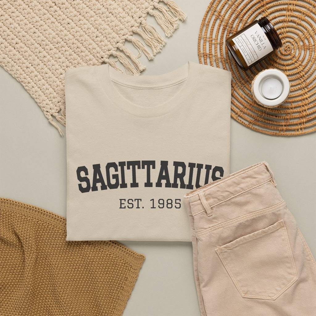 The Zodiac Tee: Sagittarius, Est. Your Year