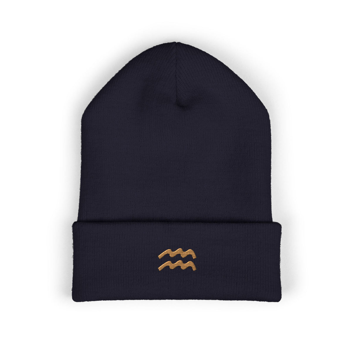 THE ZODIAC GLYPH BEANIE — AQUARIUS — OLD GOLD
