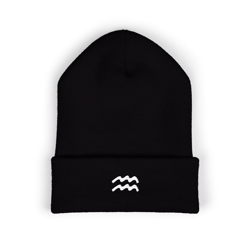 THE ZODIAC GLYPH BEANIE — AQUARIUS — WHITE
