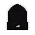 THE ZODIAC GLYPH BEANIE — AQUARIUS — WHITE