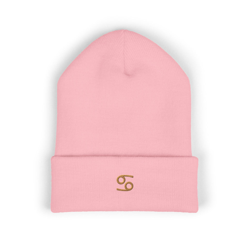 The Zodiac Glyph Beanie: Cancer, Old Gold Thread