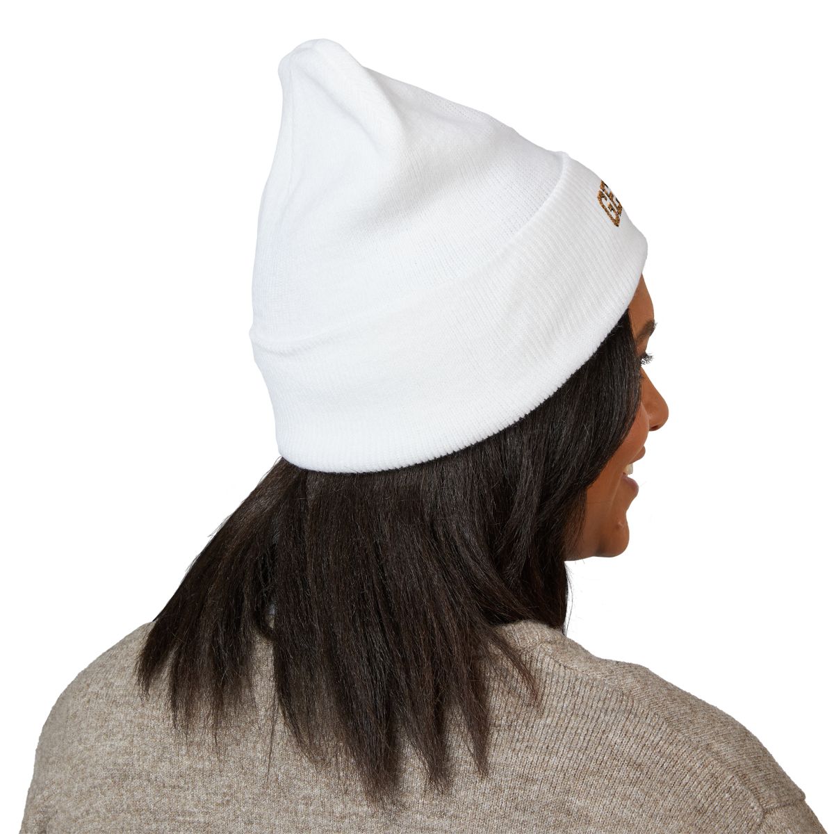 The Zodiac Beanie, Gemini, old gold thread