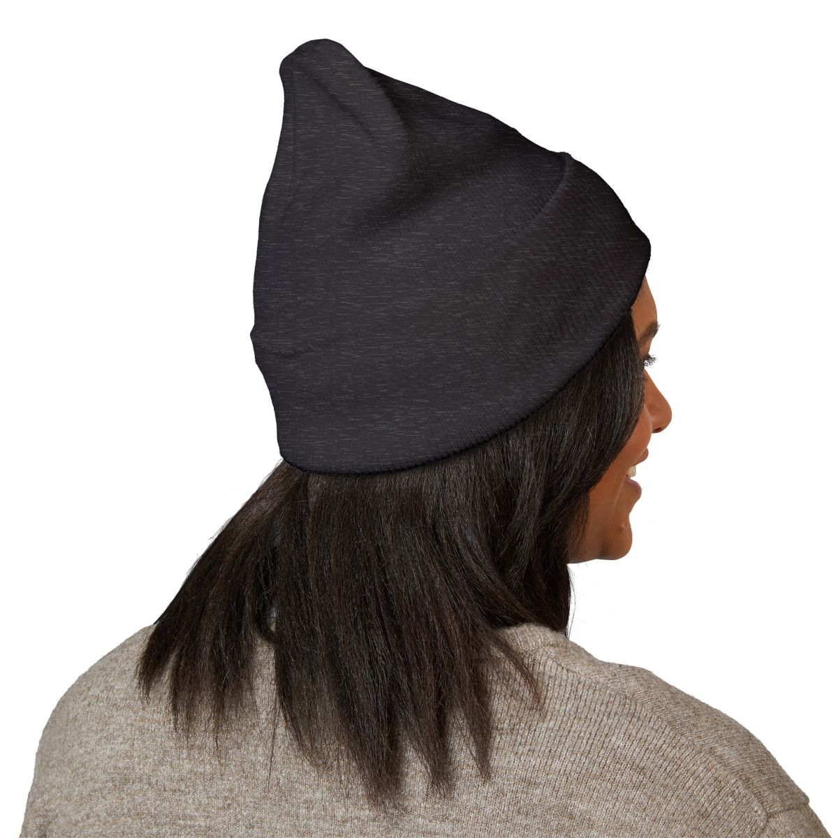 The Zodiac Glyph Beanie, Virgo, old gold thread, dark grey beanie